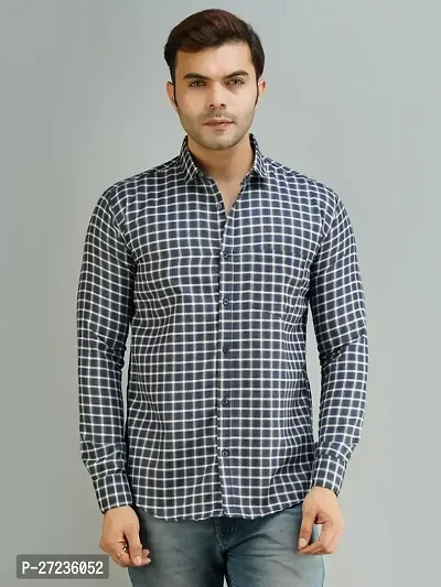 Reliable Blue Cotton Long Sleeves Checked Casual Shirt For Men-thumb0