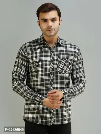 Reliable Black Cotton Long Sleeves Checked Casual Shirt For Men-thumb0