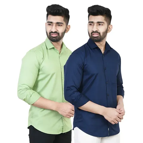 Cotton Solid Full Sleeve Double Pocket Shirt Combo