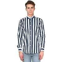 Stylish Multicoloured Striped Long Sleeves Shirt For Men-thumb2