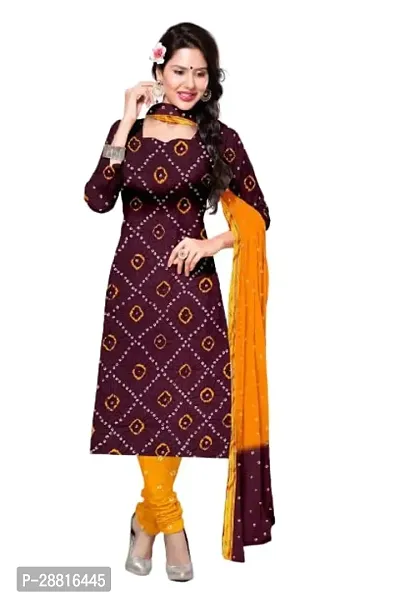 Elegant Multicoloured Cotton Printed Dress Material with Dupatta For Women-thumb0