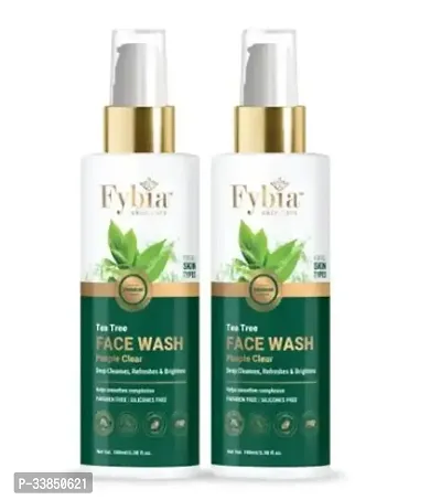 Fybia Skin Care Tea Tree Natural Face Wash For Acne And Pimples Wash 100 Ml - For Normal And Dry Skin And Cruelty Free Pack Of 2