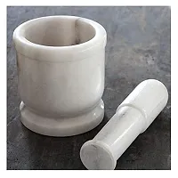 Ikarus White Marble Imam Dasta/Mortar and Pestle Set/Ohkli Musal/Kharal- 4 in-thumb1