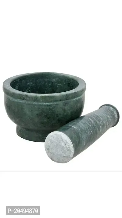 Ikarus Green Mortar And Pestle Set, Kharad, Masher Spice Mixer For Kitchen 4 Inches,Premium Quality-thumb3