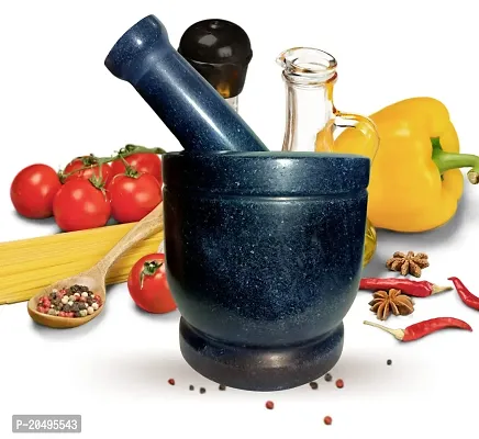 Pure Marble Black Stone Mortar and Pestle Set As Okhli Masher, Khalbatta, Kharal, Mixer, Natural  Traditional Grinder and Musal,