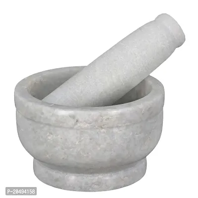 IKARUS Premium Marble Mortar and Pestle Set for Kitchen, 4-inch(White)