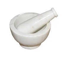 IKARUS Premium Marble Mortar and Pestle Set for Kitchen, 4-inch(White)-thumb1