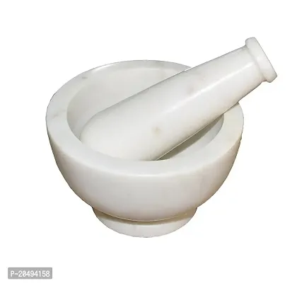 IKARUS Premium Marble Mortar and Pestle Set for Kitchen, 4-inch(White)-thumb2