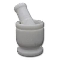 IKARUS Marble Mortar and Pestle Set for Grinding Small Spices and Medicines(3-inch, White)-thumb2