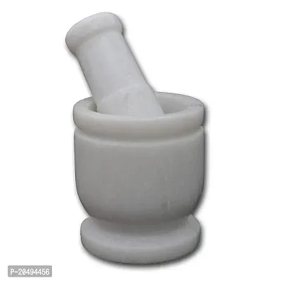 IKARUS Marble Mortar and Pestle Set for Grinding Small Spices and Medicines(3-inch, White)-thumb3