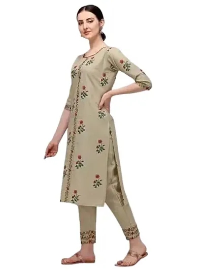 Fashions Jaipuri Cotton Printed Straight Kurta with Palazzos Set for Women