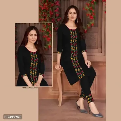 Timeless Elegance: Women's Kurta with Stunning Printed Design in Cotton - Embrace Tradition with Graceful Style and Exquisite Craftsmanship in Black Color-thumb0
