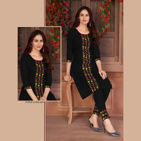 Timeless Elegance: Women's Kurta with Stunning Printed Design in Cotton - Embrace Tradition with Graceful Style and Exquisite Craftsmanship in Black Color