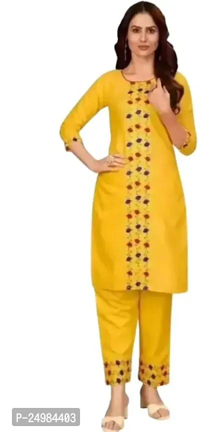 Women's Cotton Blend Printed Straight Kurta with Pant