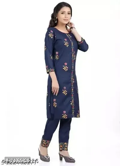 Fashions Jaipuri Cotton Printed Straight Kurta with Palazzos Set for Women-thumb2