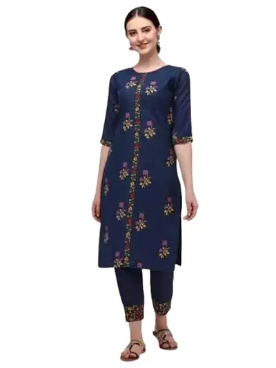 Fashions Jaipuri Straight Kurta with Palazzos Set for Women-XL