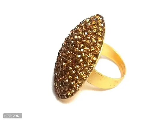 Alluring Golden Diamond Work Ring For Women-thumb0