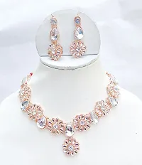 Elegant White Diamond Work Jewellery Set For Women-thumb1