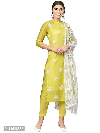 Stylish Fancy Cotton Unstitched Dress Material Top With Bottom Wear And Dupatta Set For Women-thumb0