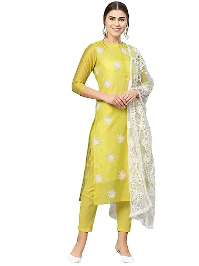 Stylish Fancy Unstitched Dress Material Top With Bottom Wear And Dupatta Set For Women