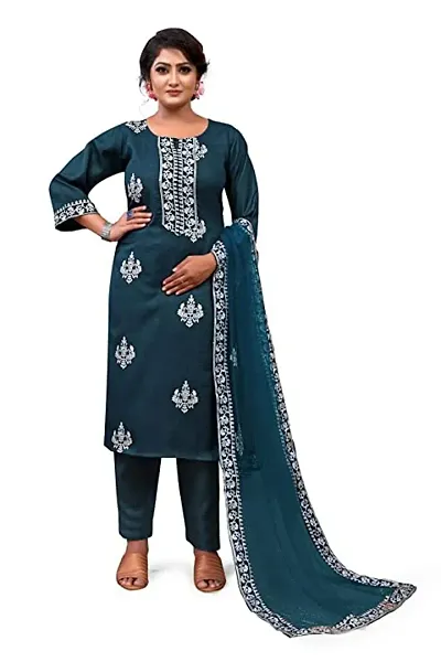 Stylish Fancy Georgette Unstitched Dress Material Top With Bottom Wear And Dupatta Set For Women