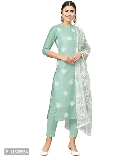 Stylish Fancy Cotton Unstitched Dress Material Top With Bottom Wear And Dupatta Set For Women