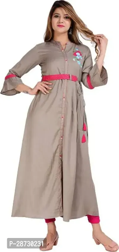 Stylish Grey Rayon Stitched Kurta For Women