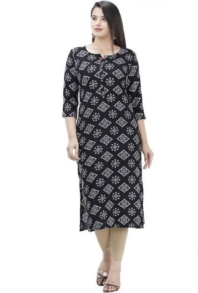 Stylish Rayon Printed Straight Kurta