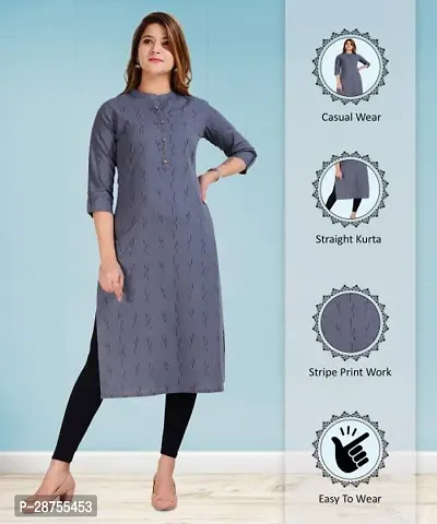 Attractive Grey Printed Rayon Kurta For Women