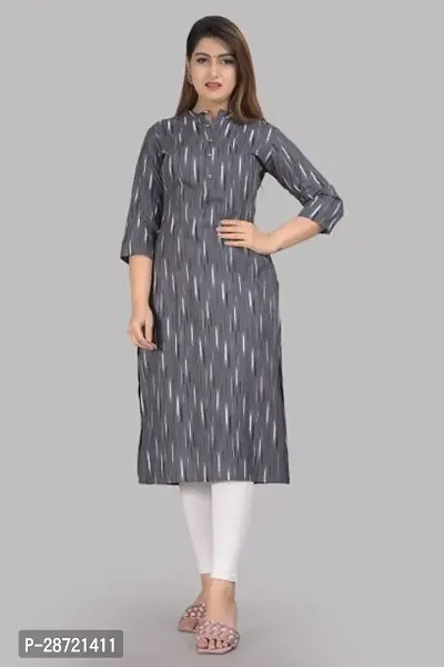 Stylish Grey Rayon Printed Stitched Kurta For Women