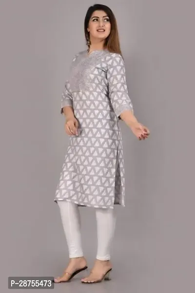 Attractive Grey Printed Rayon Kurta For Women