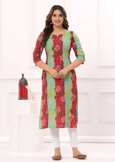 Stylish Rayon Printed Straight Kurta