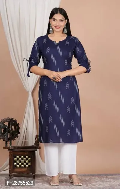 Attractive Blue Printed Rayon Kurta For Women