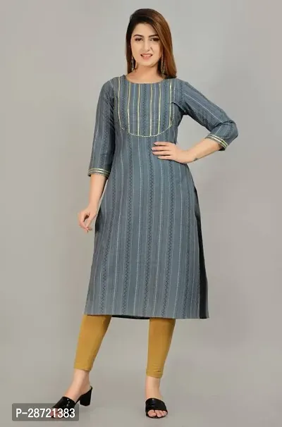 Stylish Green Rayon Printed Stitched Kurta For Women-thumb0