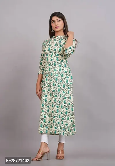 Stylish Green Rayon Printed Stitched Kurta For Women