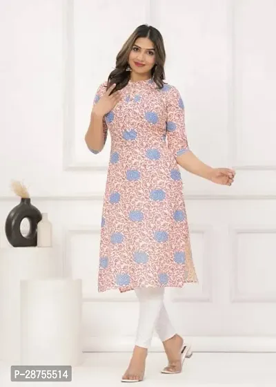 Attractive Pink Printed Rayon Kurta For Women