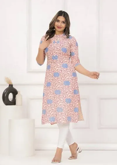 Stylish Printed Rayon Straight Kurtis