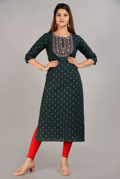 Stylish Rayon Printed Straight Kurta