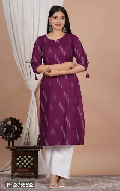 Attractive Purple Printed Rayon Kurta For Women-thumb0