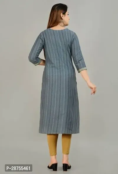 Attractive Grey Printed Rayon Kurta For Women-thumb2