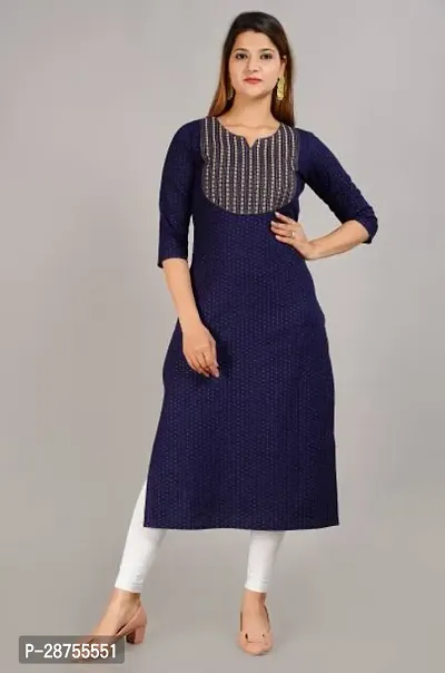 Attractive Blue Embroidered Rayon Kurta For Women