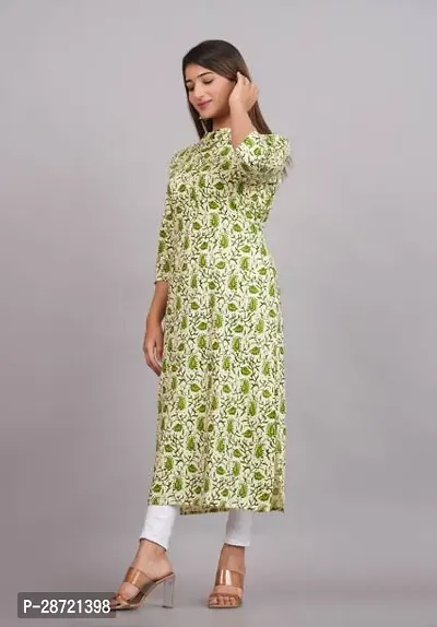 Stylish Green Rayon Printed Stitched Kurta For Women-thumb0