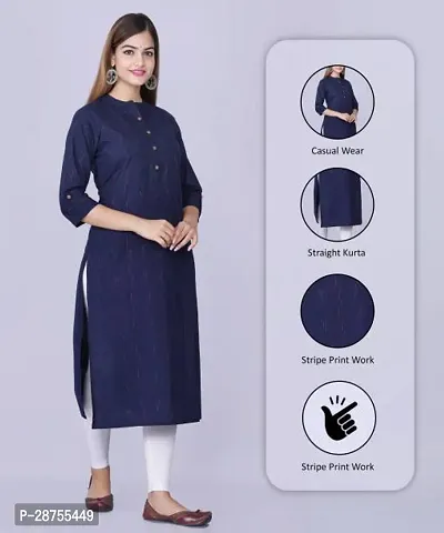 Attractive Navy Blue Solid Rayon Kurta For Women-thumb0