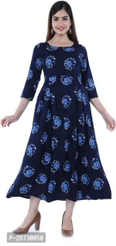 Stylish Blue Rayon Stitched Kurta For Women-thumb0