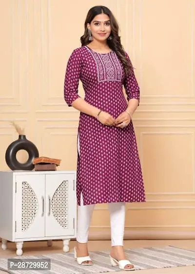 Stylish Purple Rayon Stitched Kurta For Women