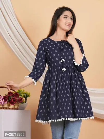 Stylish Black Rayon Printed Stitched Kurta For Women-thumb0