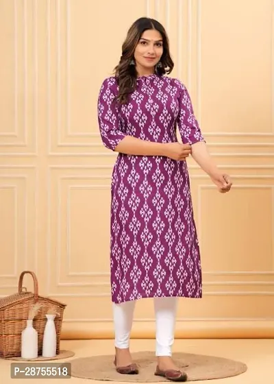 Attractive Purple Printed Rayon Kurta For Women