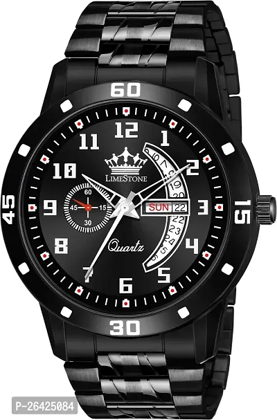 Stylish Black Metal Analog Watch For Men-thumb2