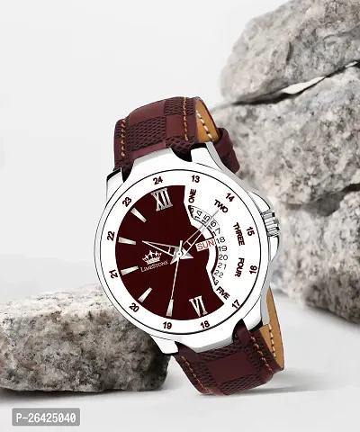 Stylish Brown Synthetic Leather Analog Watch For Men-thumb0