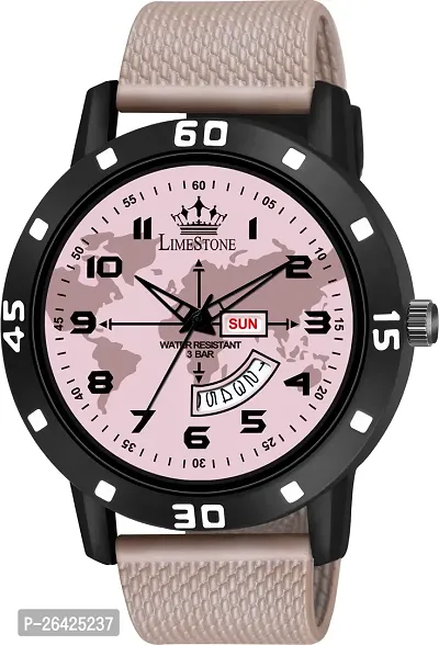 Stylish Beige Silicone Analog Watch For Men